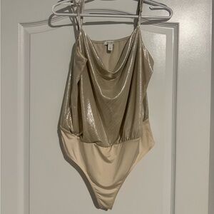 Nine West- Never Worn Champagne Cowl Neck Bodysuit -